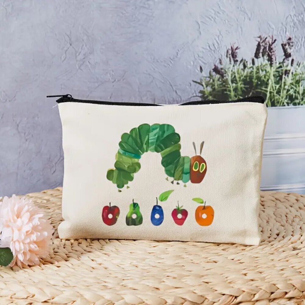 CATERPILLAR & Fruit Design Canvas Makeup Bag